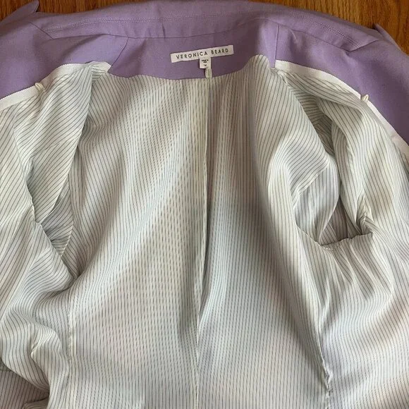 Veronica Beard Dickey Lavender Soft Lilac Purple Dickey Suit Blazer Pants Sz 14 - Picture 12 of 15